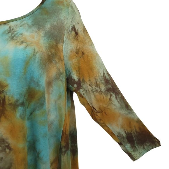 Andree by Unit Top Open Back Womens Size M Long Sleeve Green Brown Pullover - Picture 6 of 14